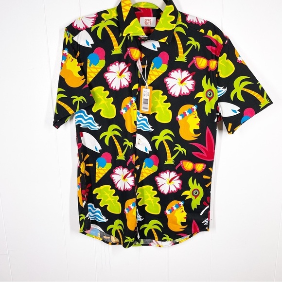 NEW Oppo Suits Tropic Thunder Short Sleeve Button Down Medium - Picture 1 of 6
